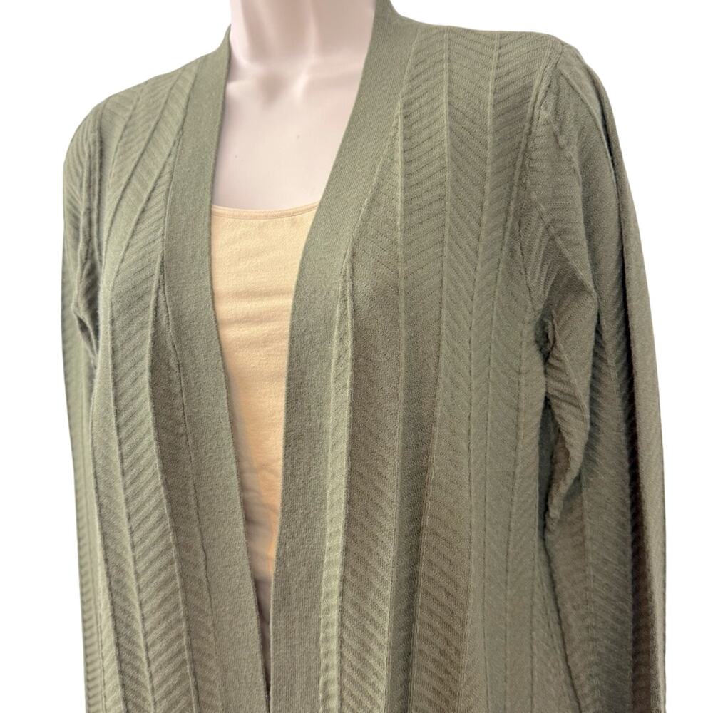 NWT Love Ellie Olive Green Cardigan Sweater Open Front Longer Length has Pockets - Picture 4 of 16